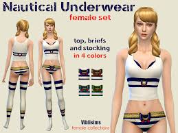 Mod The Sims Nautical Underwear Female Set Top Briefs And Stockings