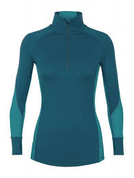 Icebreaker Bodyfitzone 260 Womens Long Sleeve Half Zip Top S Teal