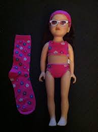 Doll Swimsuit And Headband Made From A Sock Super Cute And Fun To Make E Doll Clothes American Girl American Doll Clothes American Girl Doll Clothes Patterns