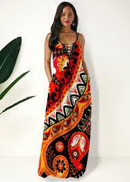 Maybe you would like to learn more about one of these? Side Pocket Tribal Print Spaghetti Strap Maxi Dress Rosewe Com Usd 24 99