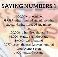 How To Write Long Numbers Kim Griffiths English A Great Blog For Learners Of English How To Pronounce Numbers Nine Thousand