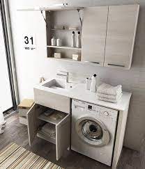 Modulares Waschkuchenschrank Mit Flugelturen Mit Integriertem Waschbecken Laundry 8 By Legnobagno Waschbecken Waschkuchendesign Waschmaschine