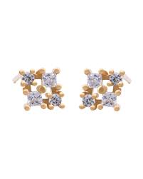 Tor Florence Diamond Cluster Earrings Rose Gold