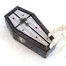 Halloween Decor Black And White Coffin Box With Cross By Rrizzart 32 00 Wood Keepsake Box Black Decor Halloween Decorations