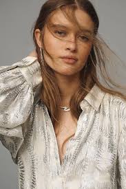 Anthropologie Long-Sleeve Lurex Maxi Shirt Dress In Silver