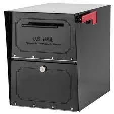 Architectural Mailboxes Oasis Classic Locking Post Mount Parcel Mailbox With High Security Reinforced Lock Black 6200b 10 The Home Depot