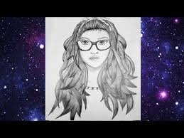 تعليم الرسم بالرصاص رسم فتاة بنظارات how to draw a girl with glasses youtube pencil sketch female sketch art