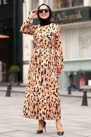 Nayla Collection Leopar Desenli Tesettur Elbise 4003lp Tesetturisland Com The Dress Elbise Uzun Elbise