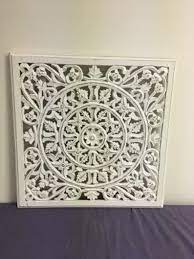 Carved Wood Wall Panel 24x24 Inch Antique White Etsy Carved Wood Wall Panels Wood Panel Walls Medallion Wall Decor