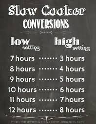 Slower Cooker Time Conversions Chart Slow Cooker Times