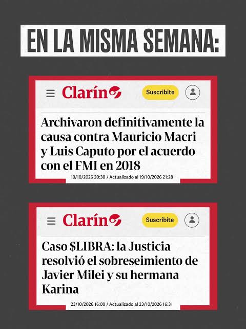 Persecución a Cristina y su familia. Impunidad total para Macri y Milei. Así funciona el Poder Judicial.