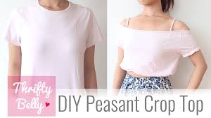 So just make sure you cut it a little bit longer so it has room to curl. Diy Off The Shoulder Peasant Crop Top Thrifty Belly Ep1 Sparkly Belly