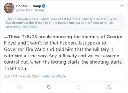 Последние твиты от donald j. Twitter Adds Glorifying Violence Warning To Trump Tweet Wdef