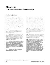 Chapter 6 Cost Volume Profit Relationships Solutions To