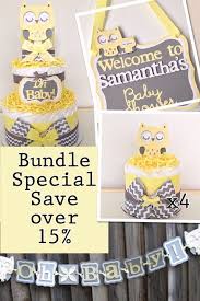 Please Read Store Announcement Owl Baby Shower Theme Colors Yellow Gray White Special Bundle Includes 1 3 Tier Baby Owls Sunshine Baby Showers Grey Baby Shower