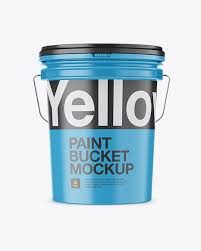 Matte Plastic Paint Bucket Mockup Front View In Bucket Pail Mockups On Yellow Images Object Mockups Paint Buckets Mockup Free Psd Free Psd Mockups Templates