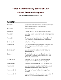 Https Law Tamu Edu Docs Default Source Registrar Documents Academic Calendar 2019 2020 Jd Graduate Pdf Sfvrsn 2