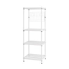 Design Ideas Meshworks 4 Shelf Metal White Freestanding Utility Grid Unit 3419331 The Home Depot Shelving Unit Wire Shelving Units Metal Storage Racks