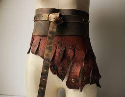 Distressed Leather Wrap Belt Skirt War Belt Pteruges Kratos - Etsy