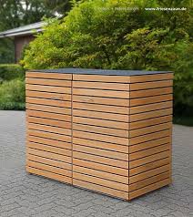 2er Mulltonnenverkleidung Cubus Astfreies Fsc Hartholz Geolt Mit Hpl Abdeckplatte Deckel Mulltonnenverkleidung Anbau Gartenhaus Mulltonnenverkleidung Holz