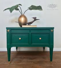 Mcm End Table Painted Mcm Mid Century Modern Emerald Green Mcm Painted Furniture American O Green Painted Furniture Painted Furniture Repainting Furniture