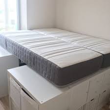 ikea hack 大容量収納付き クイーンサイズベットの作り方 sugarbaby ownd media カラーボックス ベッド 作り方 インテリア 収納 収納