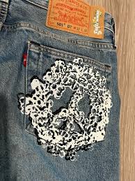 DENIM TEARS × Levi's Denim Tears Levi's 501 Peace in my Pocket Light Wash