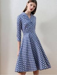 1940s Style Polka Dot Lapel Collar Dress Vintage Polka Dot Dress 1940s Fashion Summer Dress Outfits
