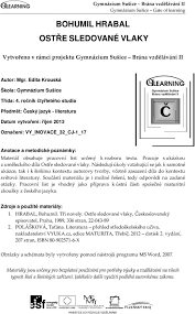 Výsledok vyhľadávania pre kľúčové slovo hrabal postřižiny rozbor na najväčšom študentskom portáli zones.sk. Bohumil Hrabal Ostre Sledovane Vlaky Pdf Free Download