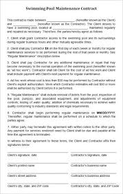 Cleaning Contract Template Cleaning Contracts Contract Template Swimming Pool Maintenance