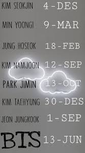 Birthdays Of My Stars Bts Buku Pelajaran Lirik Lagu