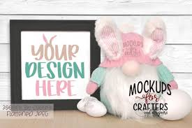Reverse Canvas Mock Up Easter Spring Bunny Gnome 449214 Decorative Design Bundles In 2020 Design Bundles Free Design Resources Spring Bunny