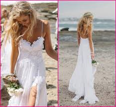 Stunning Vintage Boho White Beach Low Back Wedding Dresses Gowns Chiffon Dreamy Spaghtti Lace Beach Wedding Dress Chiffon Wedding Dress Beach Beach Bridal Gown