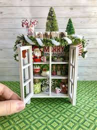 Miniature Christmas Cabinet Artisan Dollhouse Furniture Christmas Miniatures Miniature Christmas Christmas Diorama Dollhouse Christmas