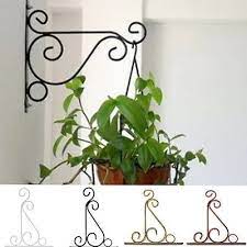 iron garden wall light hanging flower plant pot bracket hook shelf stand holder ganchos para plantas macetas colgantes jardineras half bucket planter