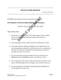 Any agreement or negotiation of sale gift rent etc. Notice Of Rent Increase Pakistan Legal Templates Agreements Contracts And Forms