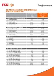 Pos Malaysia Berhad On Twitter Senarai Harga Baru Produk Pos Laju Selepas Pelaksanaan Gst Sila Dm Kami Utk Pertanyaan Gstmalaysiainfo Poslaju Http T Co Uogv9njhj9
