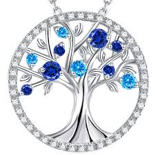 Custom twist hearts infinity love necklace sterling silver. Sterling Silver Tree Of Life Necklace For Her Birthday Gifts March Birthstone Aquamarine Blue Sapphire Emerald Pearl Jewellery For Women Buy Online In Guernsey At Guernsey Desertcart Com Productid 73152737