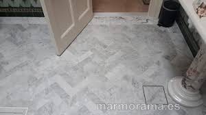 Check out these stunning marble floors. Marmorama ×'×˜×•×•×™×˜×¨ White Carrara Installation In Ireland Installation Of Marble Tiles 25x7x1 Cm Herringbone Shape In And Old Irish Castle Already Hotel As It Was Originally Built 100 Years Ago With The