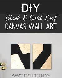 Diy Black And Gold Leaf Art The Gathered Home Leaf Art Diy Gold Leaf Art Diy Canvas Art
