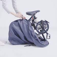 折りたたみ自転車専用輪行袋 16型折りたたみ自転車を入れて 電車や車での持ち運びや 保管ができる ポケッタブル仕様の輪行袋です 収納袋内側に イラストで収納方法が記載されています 各交通機関によって持ち込みの規定は異なります 無印良品 muj baby