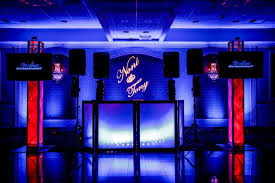 Great Example Of Uplighting On The Back Wall Ceiling And A Gobo Names On The Wall Gobos Can Also Be Aimed At The Ceil Dj Equipment Dj Equipment For Sale Dj