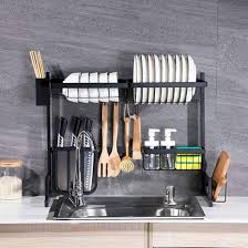 Sanno expandable dish rack, deep large dish drying rack with utensil cutlery holder, dish drainer shelf dish rack in sink on counter with utensil silverware cutlery holder, rustproof stainless steel. Drain Rack Kitchen Sink Godnece 65cm Two Layers Dish Rack Over The Sink Stainless Steel Kitchen Dish Rack U Shape Sink Drain Rack Buy Online In Dominica At Dominica Desertcart Com Productid 180520974