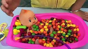 Baby doll bath skittles candy baby doll bathtime fun pretend play bath toy video. Baby Doll Bath In Skittles Candy Pretend Play Video Dailymotion