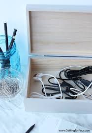 Simply slide a power strip into the box, place the. Diy Cable Storage Box Organizer Setting For Four