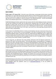 Eurocham malaysia's response comes after a letter containing details about its discussion with the in a statement, the organisation denied that there were mentions about an immediate lockdown to be. Miti Malaysia On Twitter Here S Eurochammy S Statement Clarifying Its Earlier Communique Miti Looks Forward To Strengthening Its Collaborative Efforts With Industry Players To Mitigate The Impact Of The Covid 19 Pandemic Together We