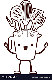 kitchen utensils cartoon brown silhouette