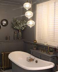 Or Pendant Lights Above Bath Like This Would We Then Have Wall Lights Attached To The Wall On Either Side Of The House Styles Bathroom Decor Bathroom Lighting