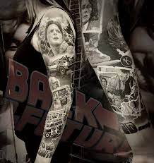 My Own Tattoo Back To The Future Sleeve Done By The Talented Inkbyoskar Back To The Future Tattoo Portrait Tattoo Sleeve Movie Tattoos