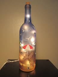 Beach Lighted Wine Bottle Night Light Etsy Lighted Wine Bottles Diy Bottle Lamp Wine Bottle Decor